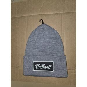 Carhartt Men’s Knit Beanie Hat Gray Script Logo One Size Fits All New